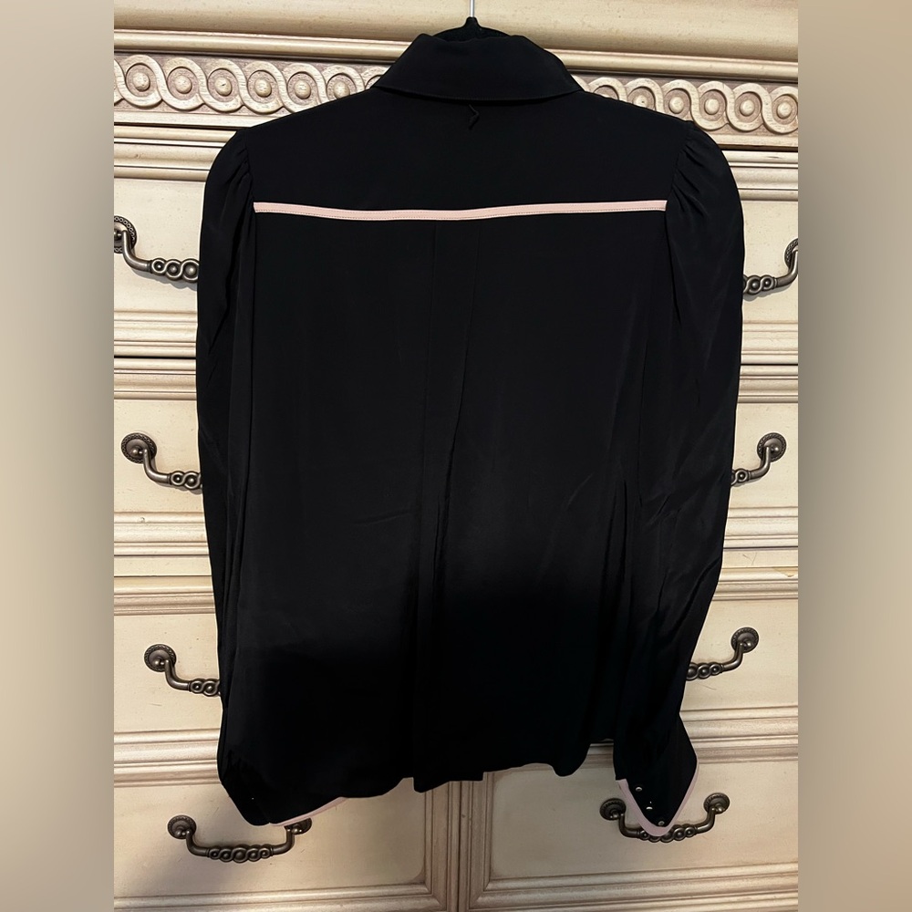 ZIMMERMANN Black and Tan Bow Printed Crepe De Chine Blouse NWT - Picture 11 of 15